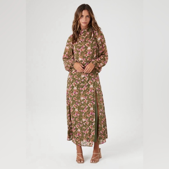 Floral Print Cowl Neck Maxi Dress Forever 21 XS - Picture 2 of 12